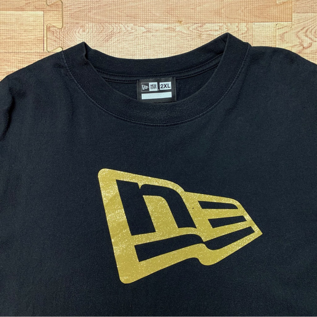 Vintage New Era Gold Logo Shirt Black Men’s Size Xxl Rare 90s Y2k Streetwear